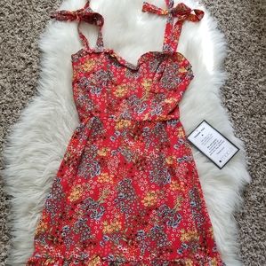 Red floral dress